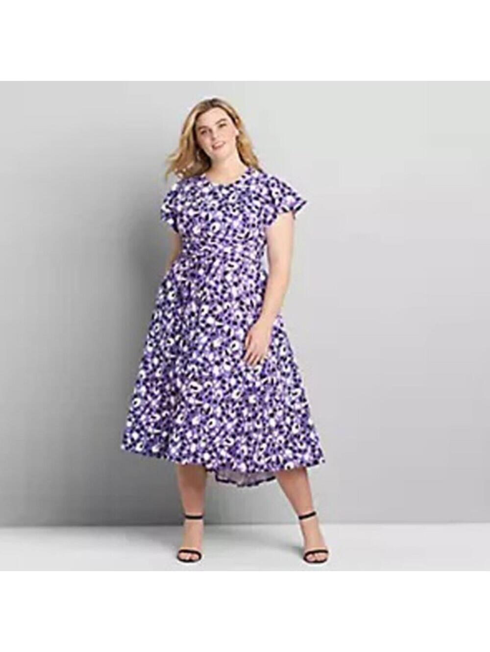 Lane Bryant Purple Floral Lena High-Low Flutter Sleeve Midi Dress NWT 16 Petite